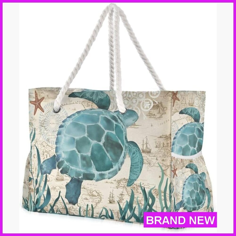 Large Canvas Tote Bag Water Resistant Travel Gym Beach Shoulder Bag Casual